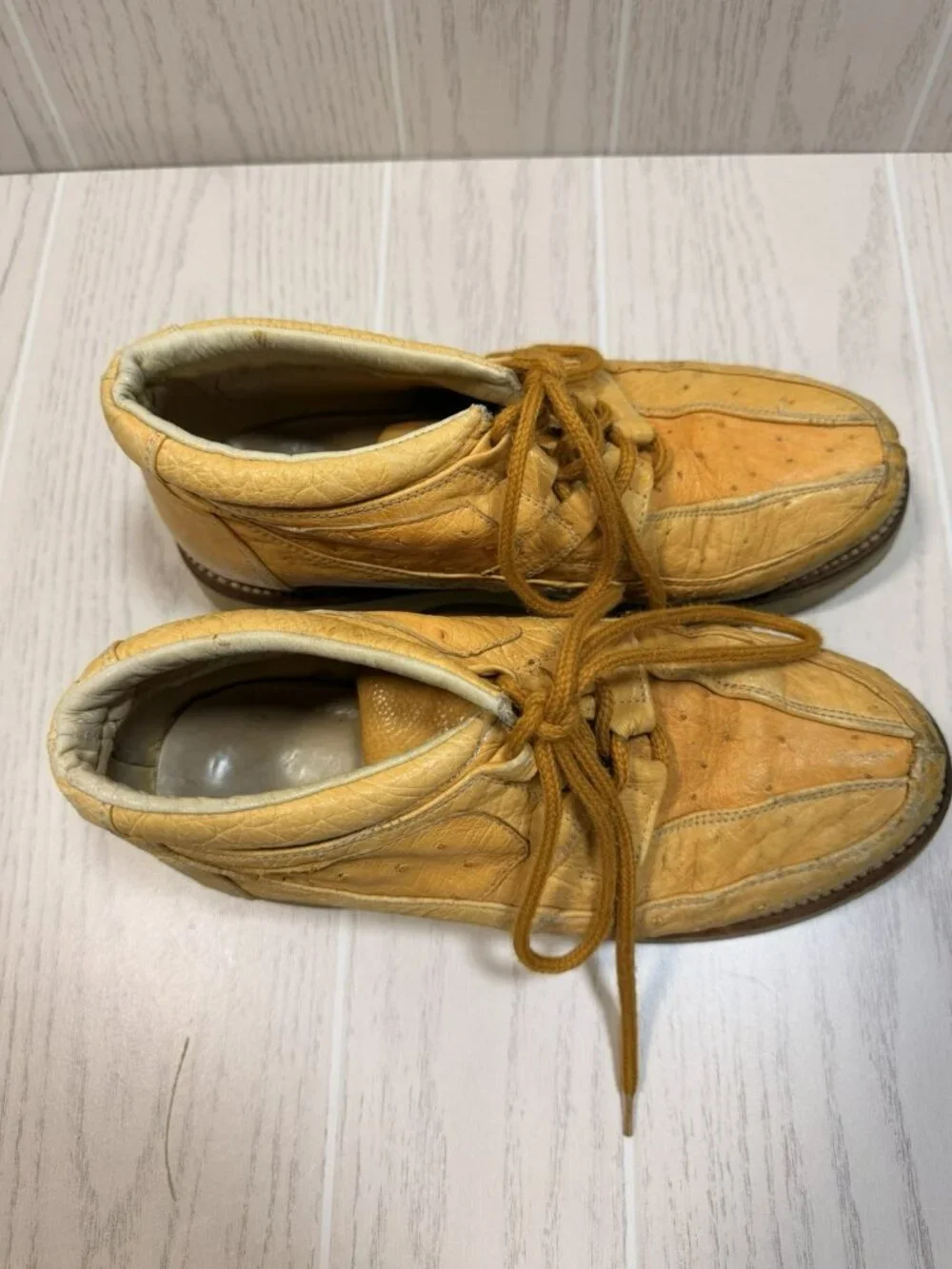 Men's Bilbo Comfort Tan Shoes Loafer Ostrich Leather US Size 9 Boots